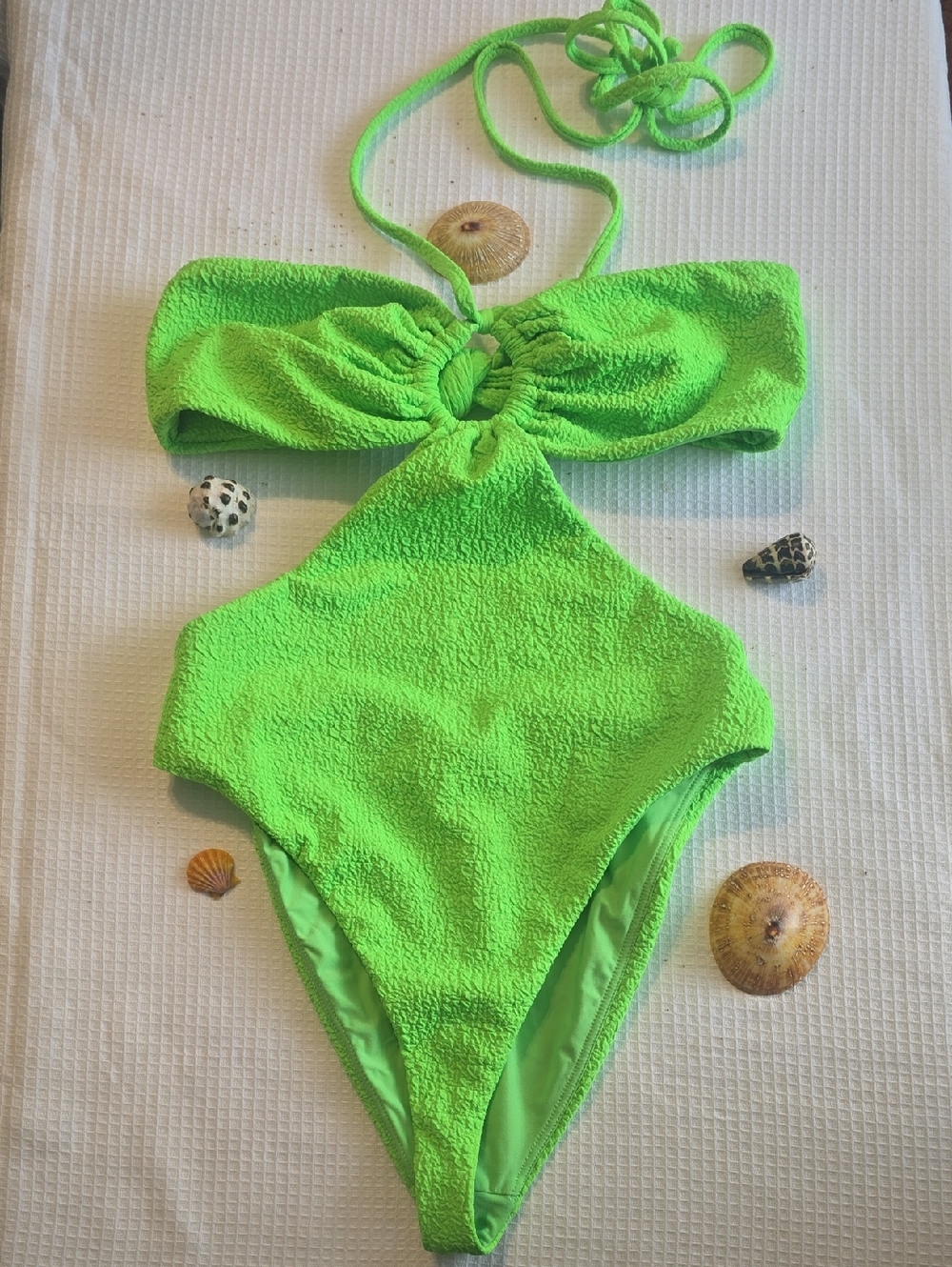 Mara Hoffman Neon Green Textured One-Piece Swimsuit